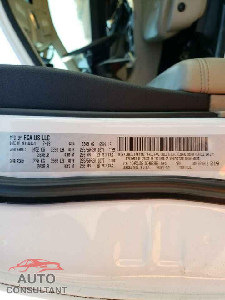 DODGE DURANGO 2016 - 1C4RDJDG1GC486366