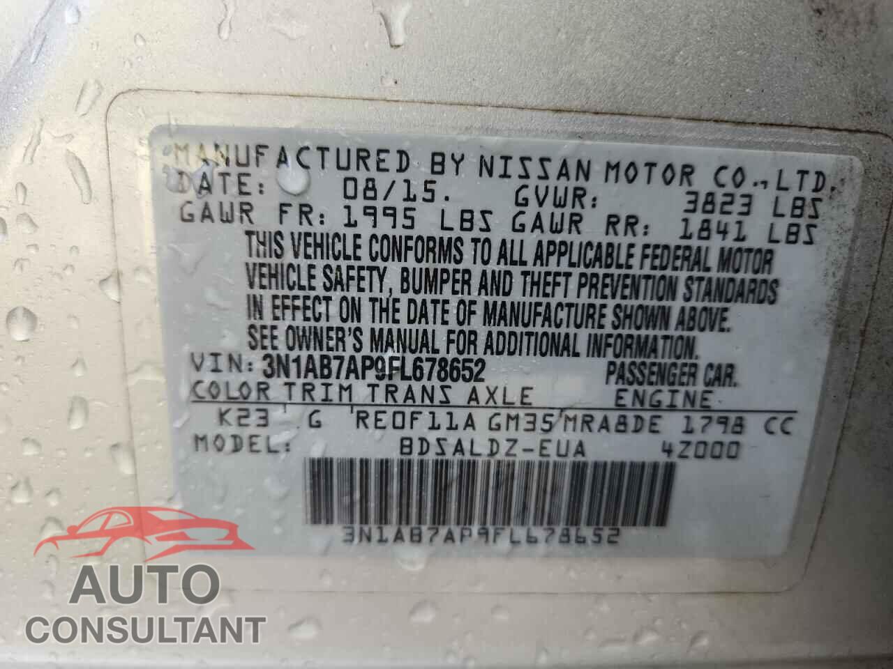 NISSAN SENTRA 2015 - 3N1AB7AP9FL678652