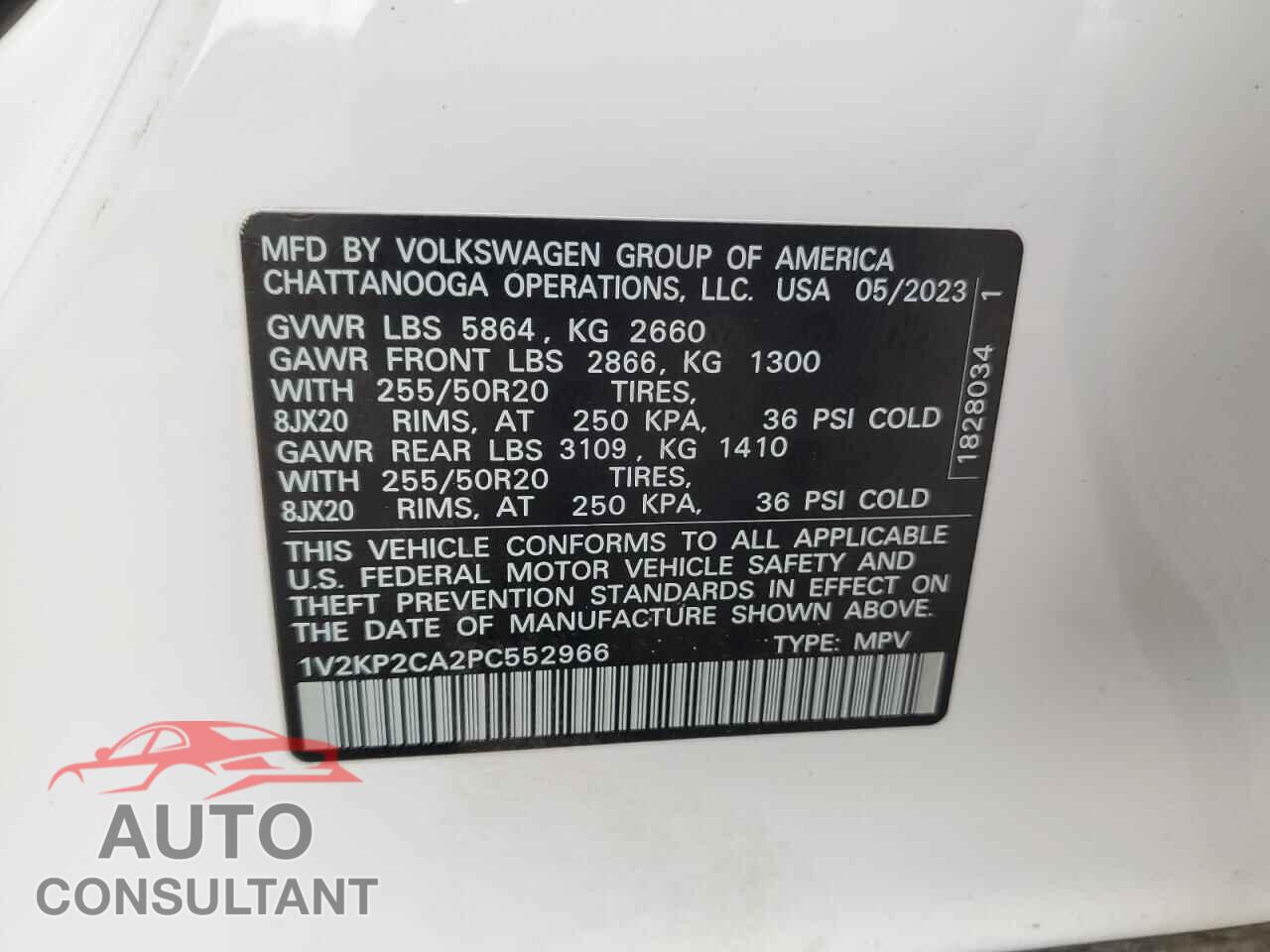 VOLKSWAGEN ATLAS 2023 - 1V2KP2CA2PC552966
