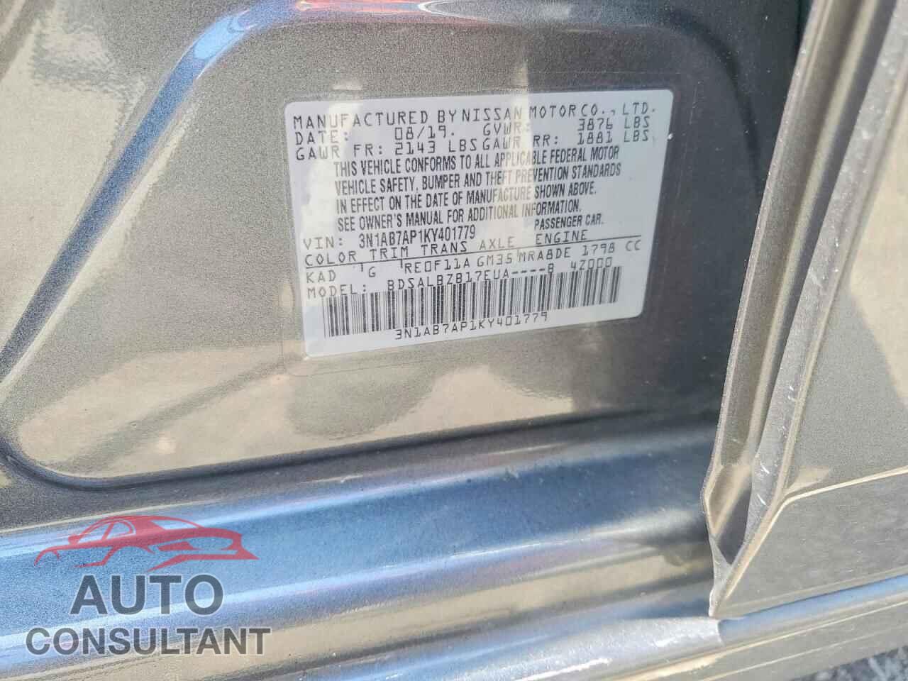 NISSAN SENTRA 2019 - 3N1AB7AP1KY401779