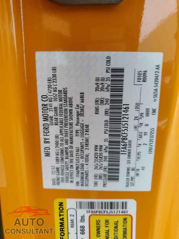 FORD MUSTANG 2018 - 1FA6P8CF5J5121461