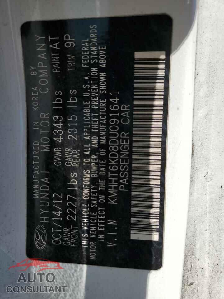 HYUNDAI GENESIS 2013 - KMHHT6KD8DU091641