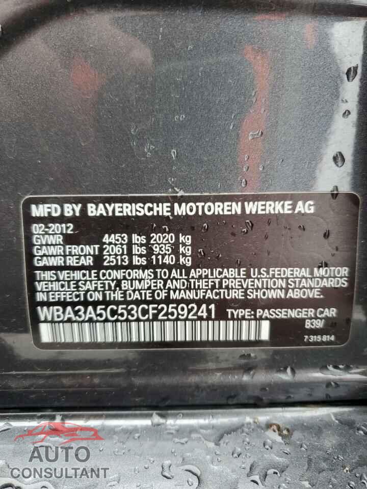 BMW 3 SERIES 2012 - WBA3A5C53CF259241