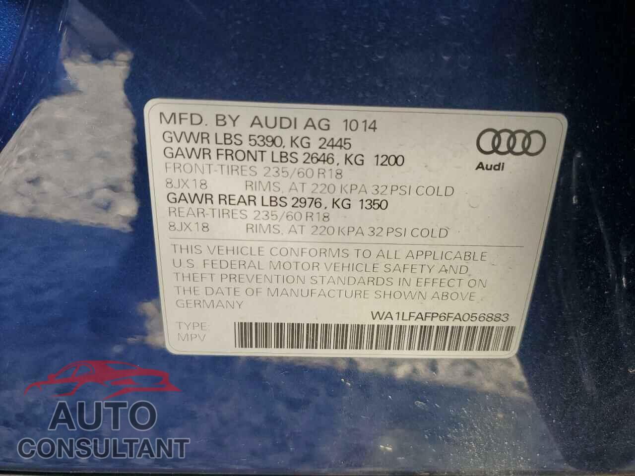 AUDI Q5 2015 - WA1LFAFP6FA056883