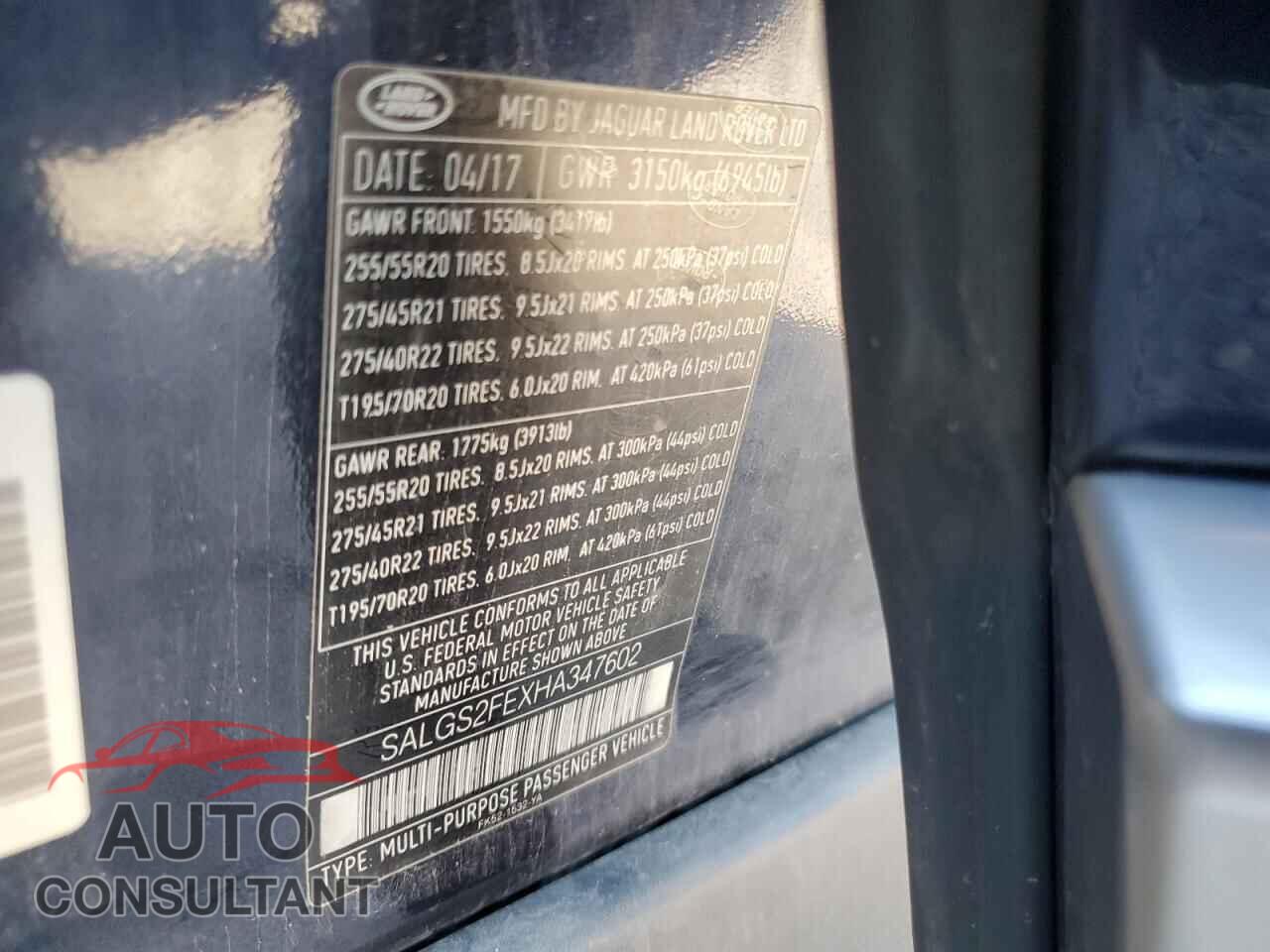 LAND ROVER RANGEROVER 2017 - SALGS2FEXHA347602