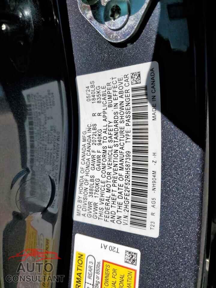 HONDA CIVIC 2024 - 2HGFE2F52RH587399