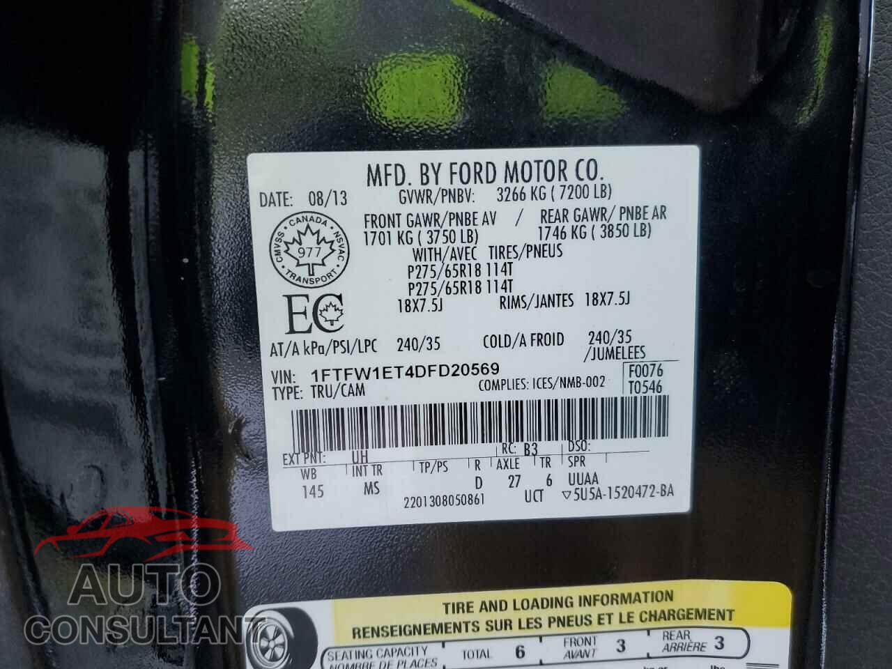 FORD F-150 2013 - 1FTFW1ET4DFD20569