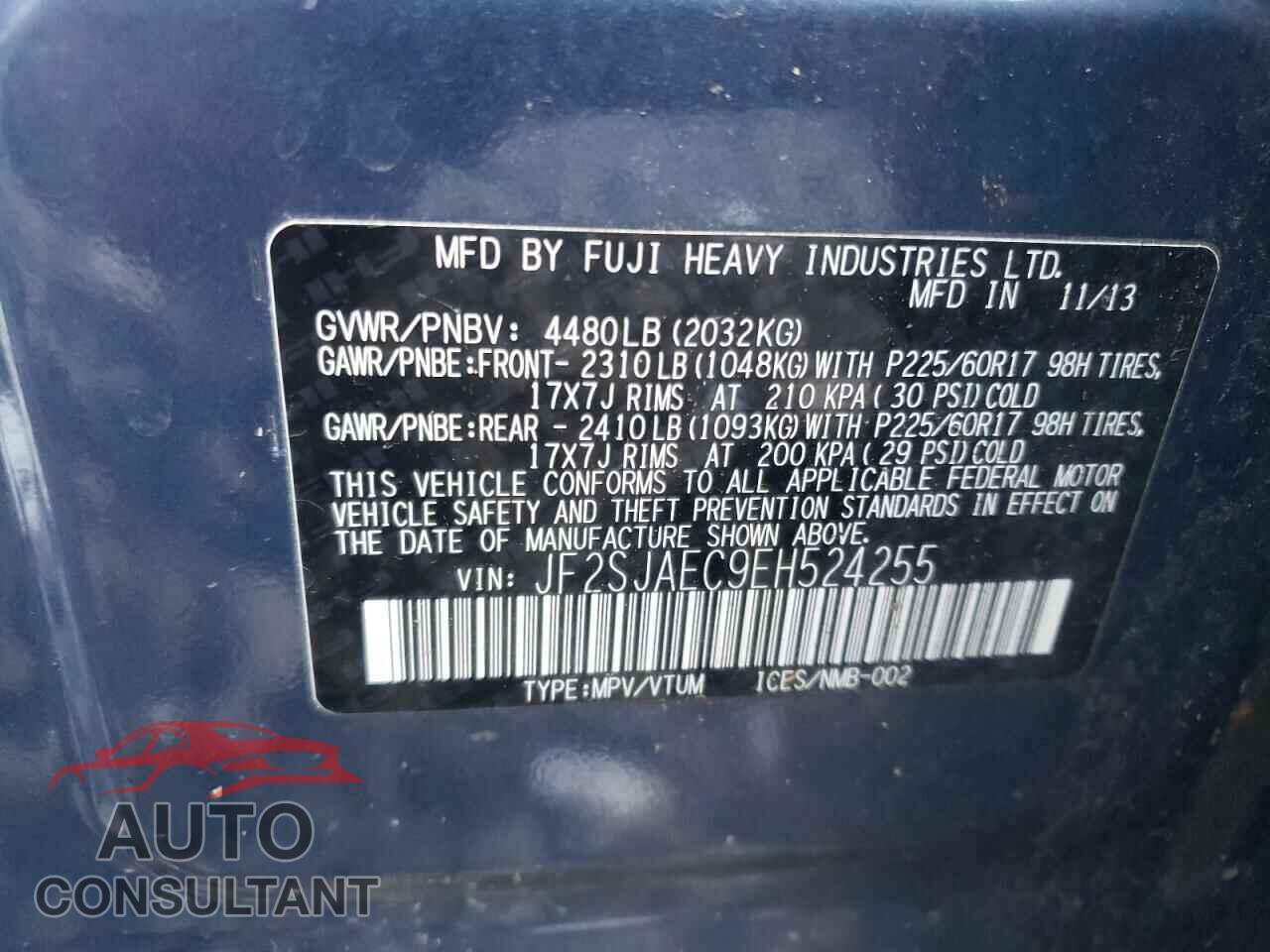 SUBARU FORESTER 2014 - JF2SJAEC9EH524255