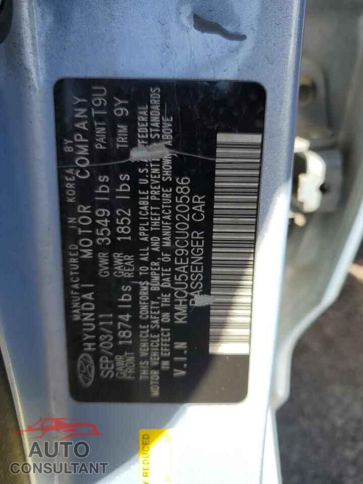 HYUNDAI ACCENT 2012 - KMHCU5AE9CU020586