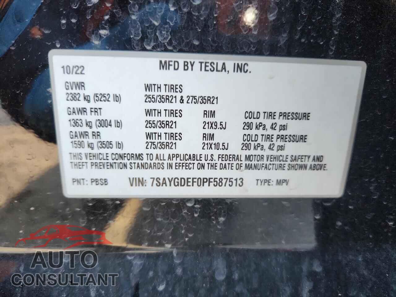 TESLA MODEL Y 2023 - 7SAYGDEF0PF587513