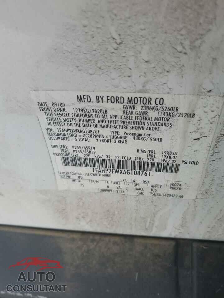 FORD TAURUS 2010 - 1FAHP2FWXAG108761