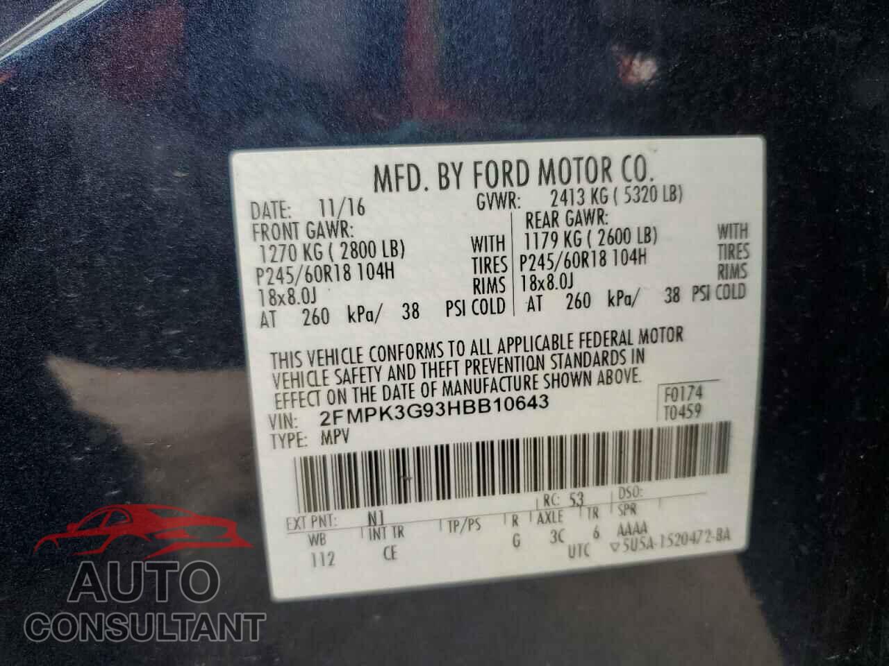 FORD EDGE 2017 - 2FMPK3G93HBB10643