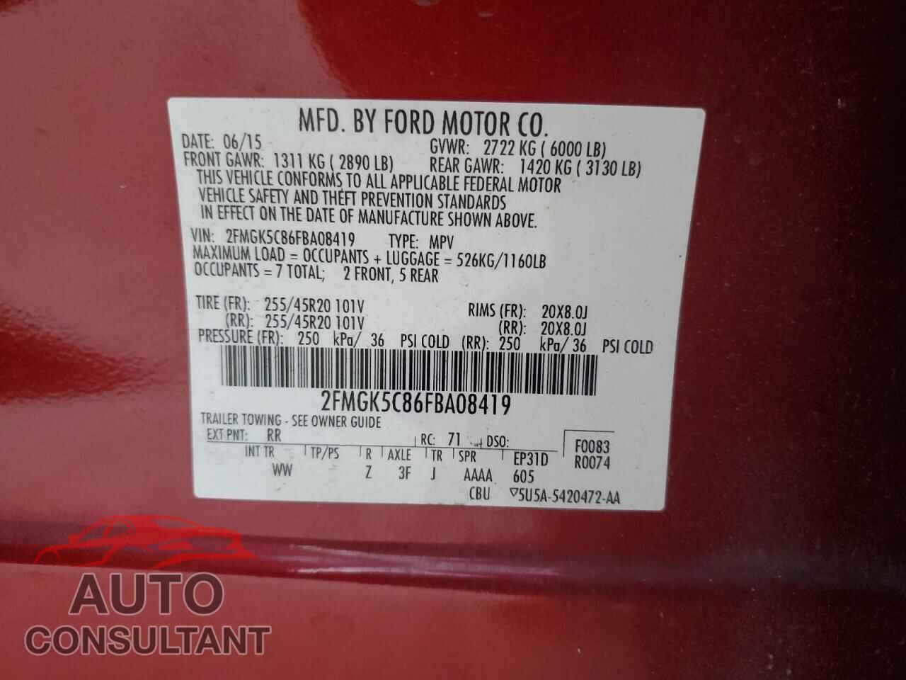 FORD FLEX 2015 - 2FMGK5C86FBA08419