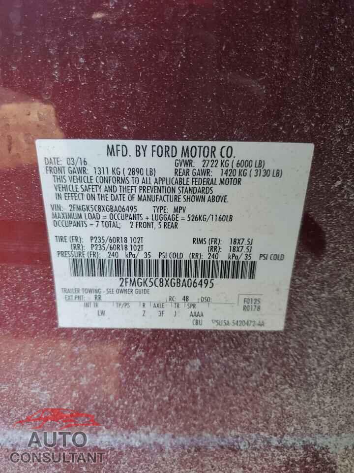 FORD FLEX 2016 - 2FMGK5C8XGBA06495
