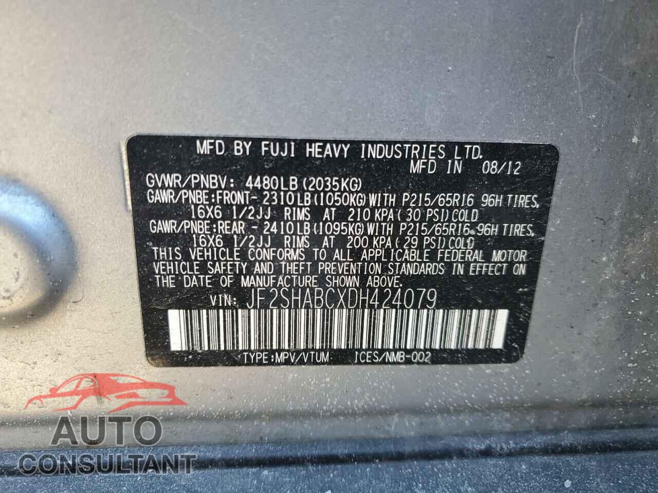 SUBARU FORESTER 2013 - JF2SHABCXDH424079