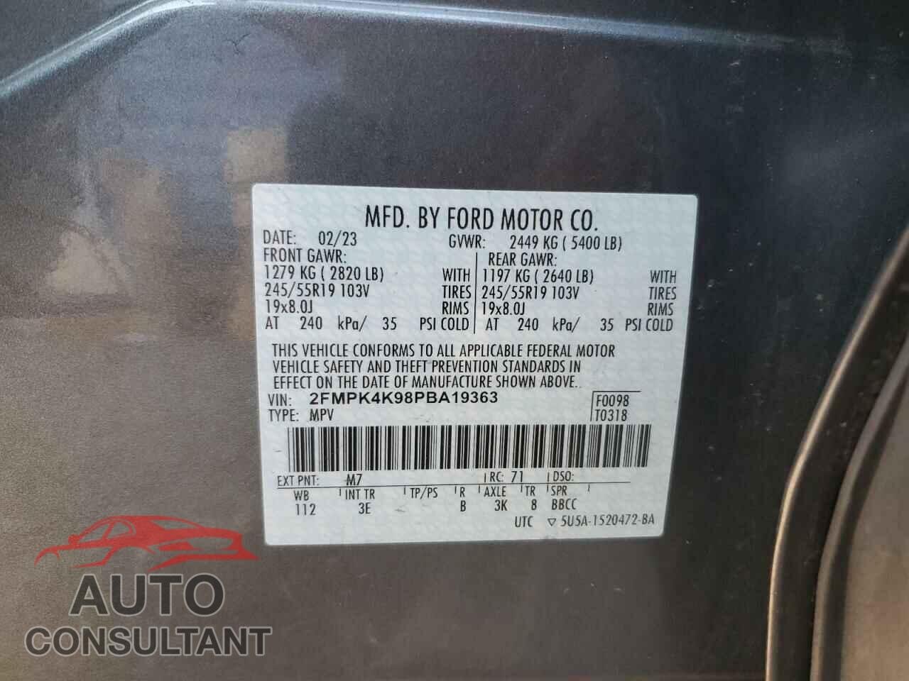 FORD EDGE 2023 - 2FMPK4K98PBA19363