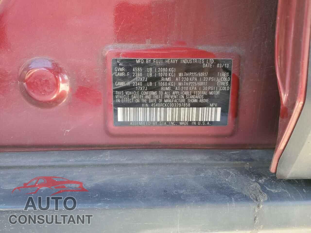 SUBARU OUTBACK 2013 - 4S4BRCKC0D3297858