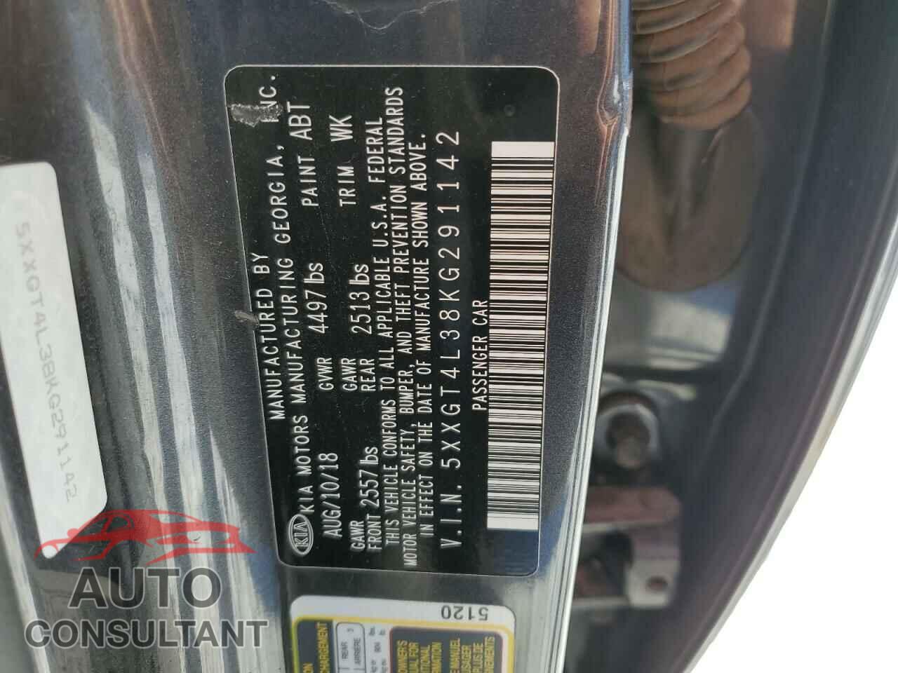 KIA OPTIMA 2019 - 5XXGT4L38KG291142