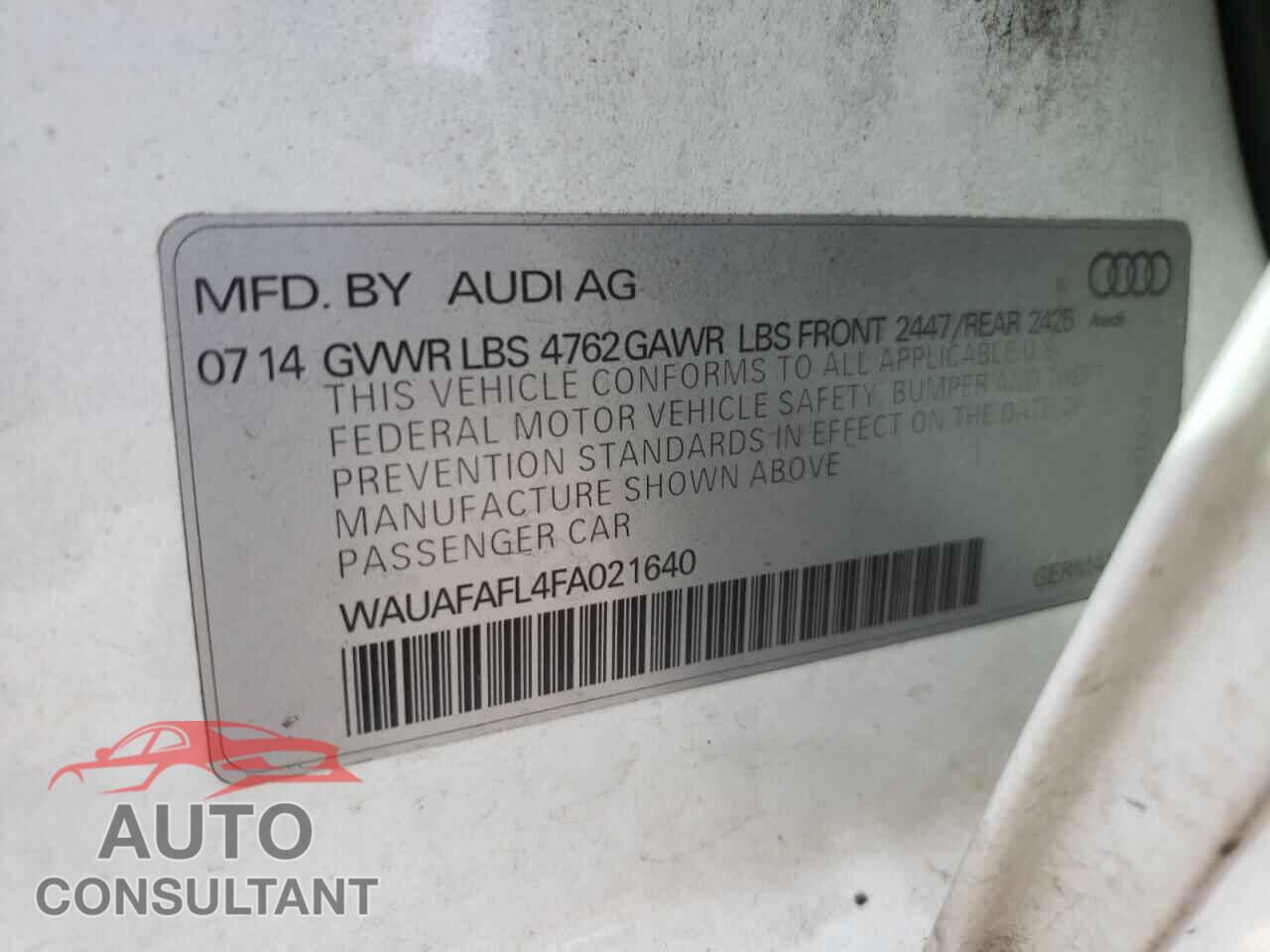 AUDI A4 2015 - WAUAFAFL4FA021640