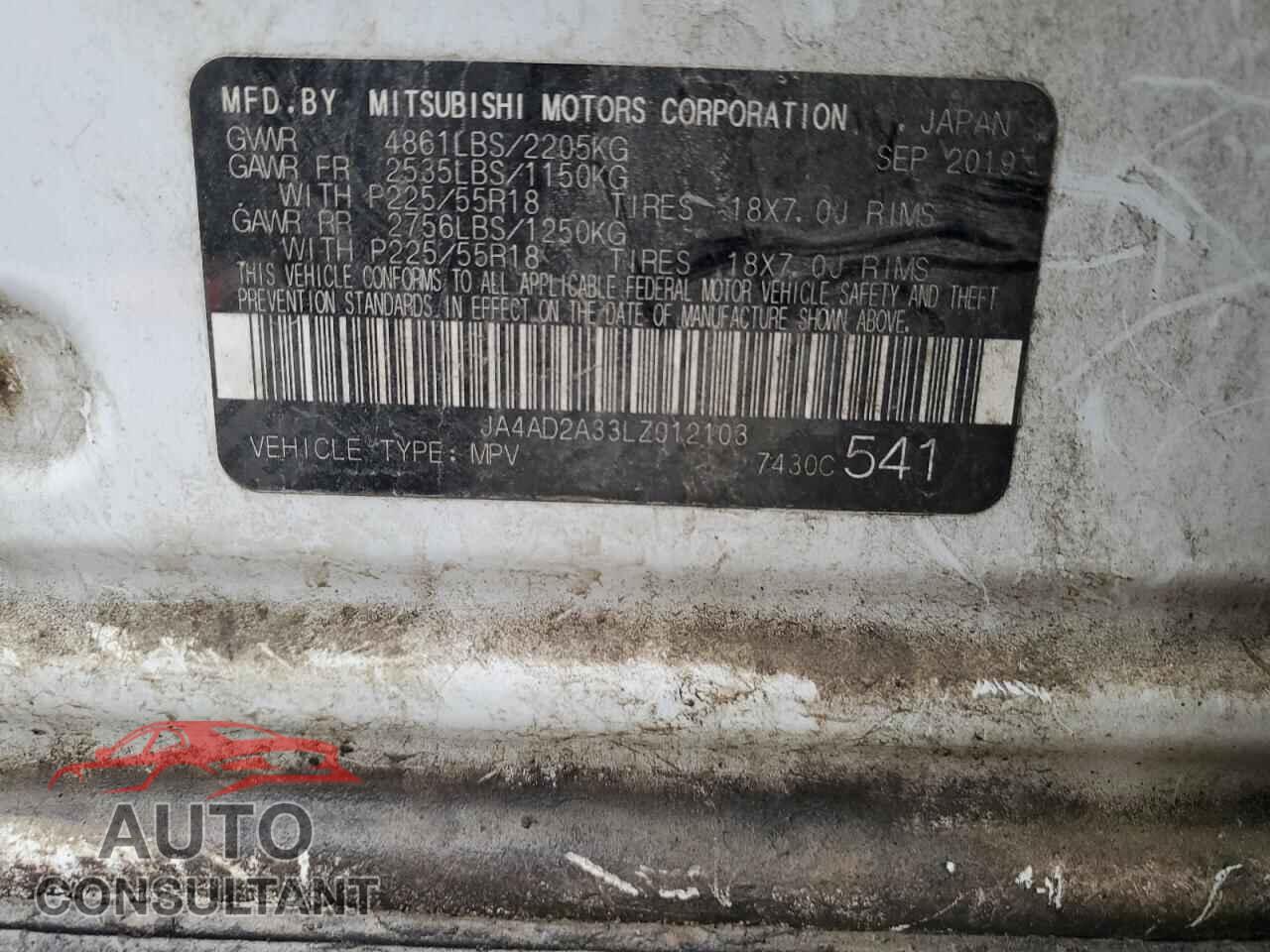 MITSUBISHI OUTLANDER 2020 - JA4AD2A33LZ012103