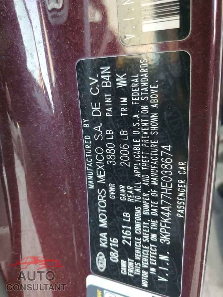 KIA FORTE 2017 - 3KPFK4A77HE038674