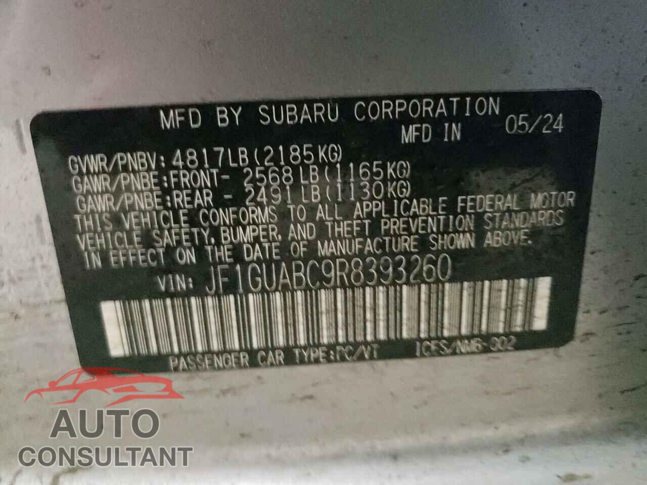 SUBARU IMPREZA 2024 - JF1GUABC9R8393260