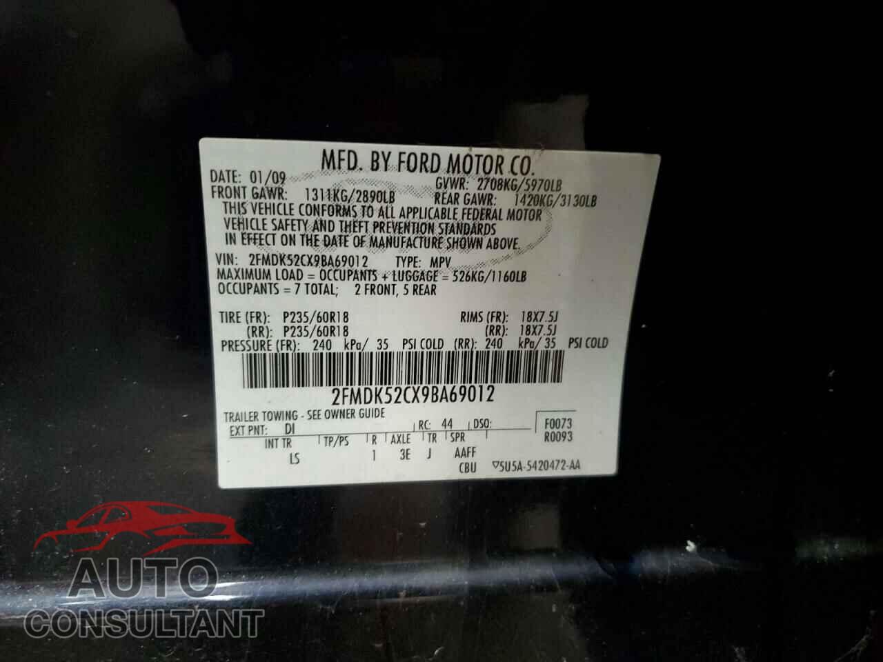 FORD FLEX 2009 - 2FMDK52CX9BA69012