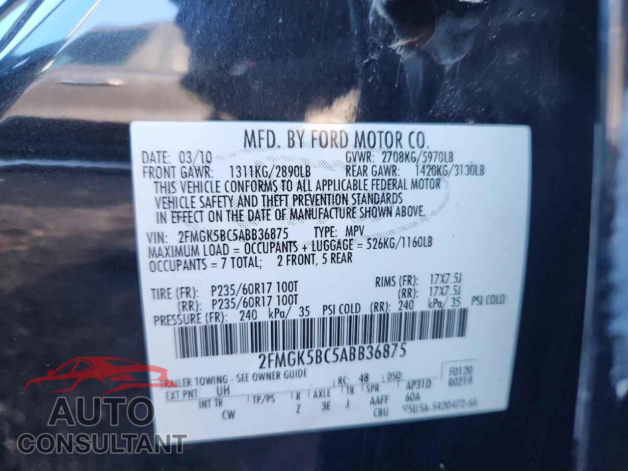 FORD FLEX 2010 - 2FMGK5BC5ABB36875