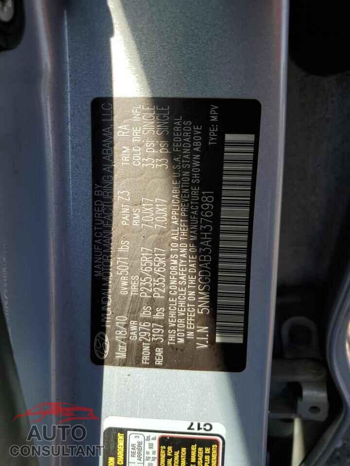 HYUNDAI SANTA FE 2010 - 5NMSGDAB3AH376981