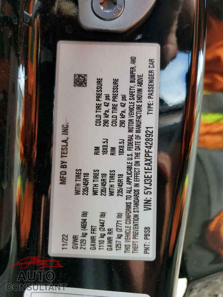 TESLA MODEL 3 2023 - 5YJ3E1EAXPF428921