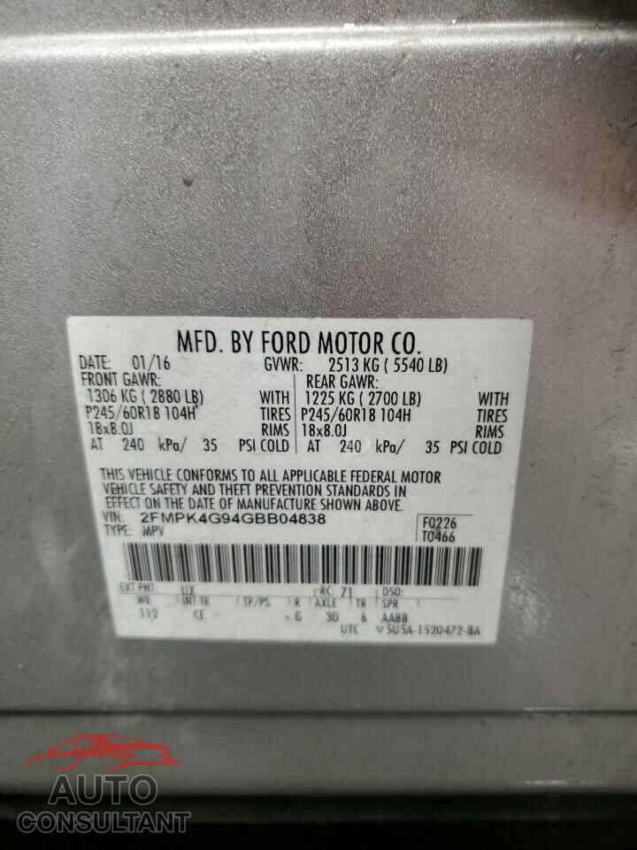 FORD EDGE 2016 - 2FMPK4G94GBB04838