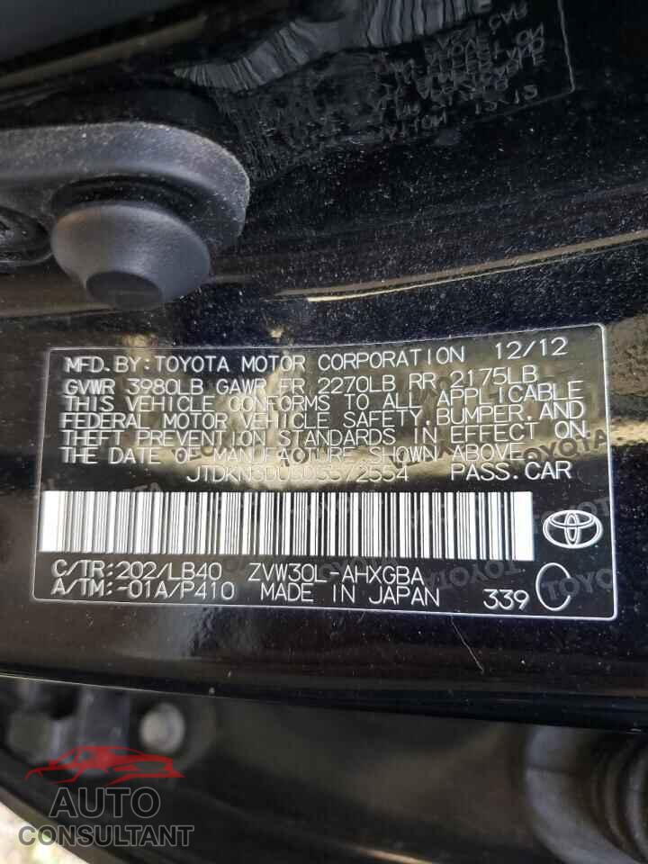 TOYOTA PRIUS 2013 - JTDKN3DU5D5572554