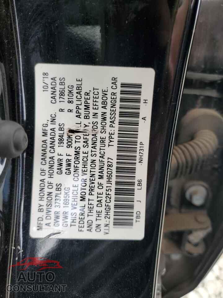 HONDA CIVIC 2018 - 2HGFC2F51JH607877