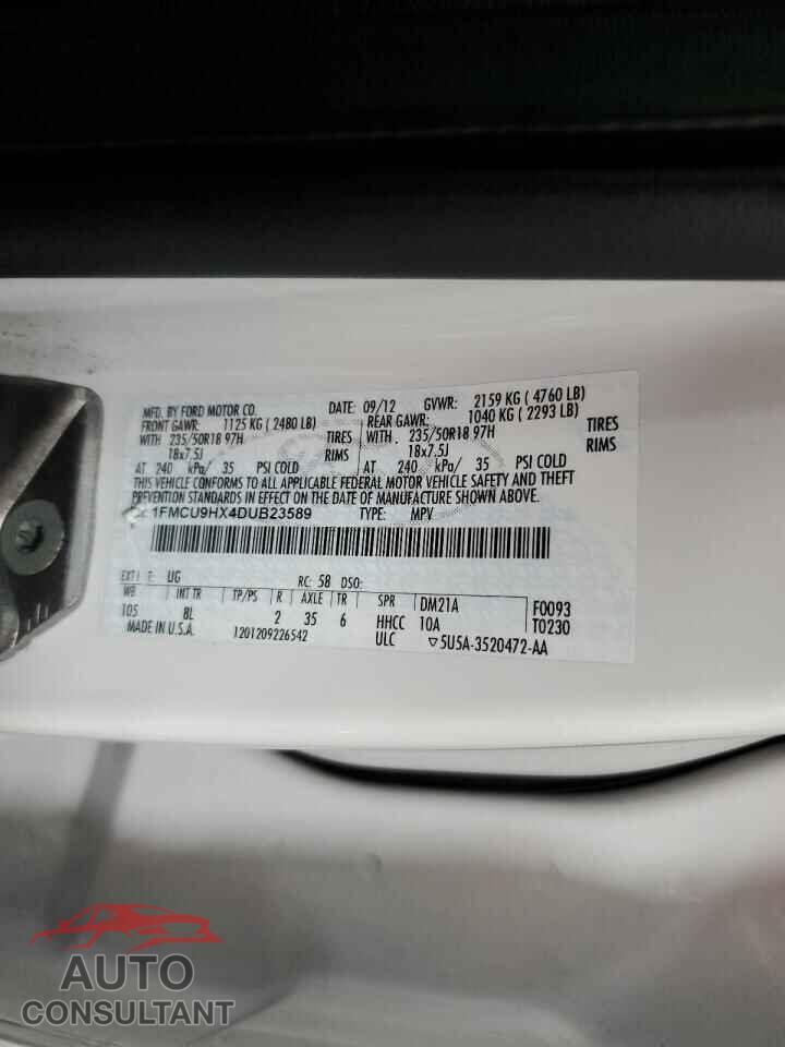 FORD ESCAPE 2013 - 1FMCU9HX4DUB23589