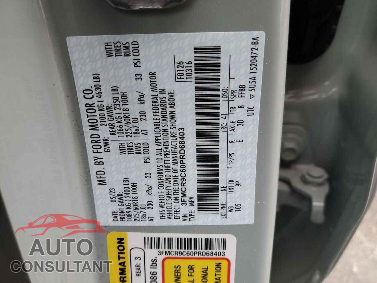FORD BRONCO 2023 - 3FMCR9C60PRD68403