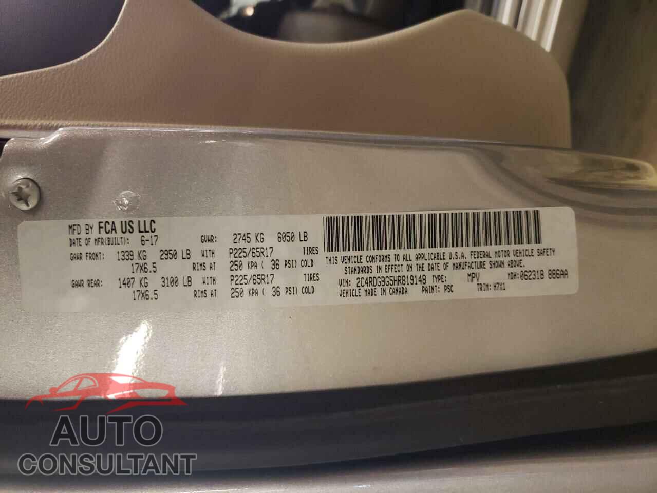 DODGE CARAVAN 2017 - 2C4RDGBG5HR819148