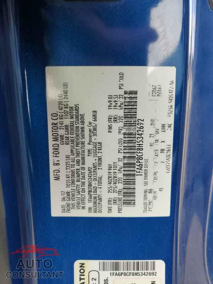 FORD MUSTANG 2017 - 1FA6P8CF8H5342692