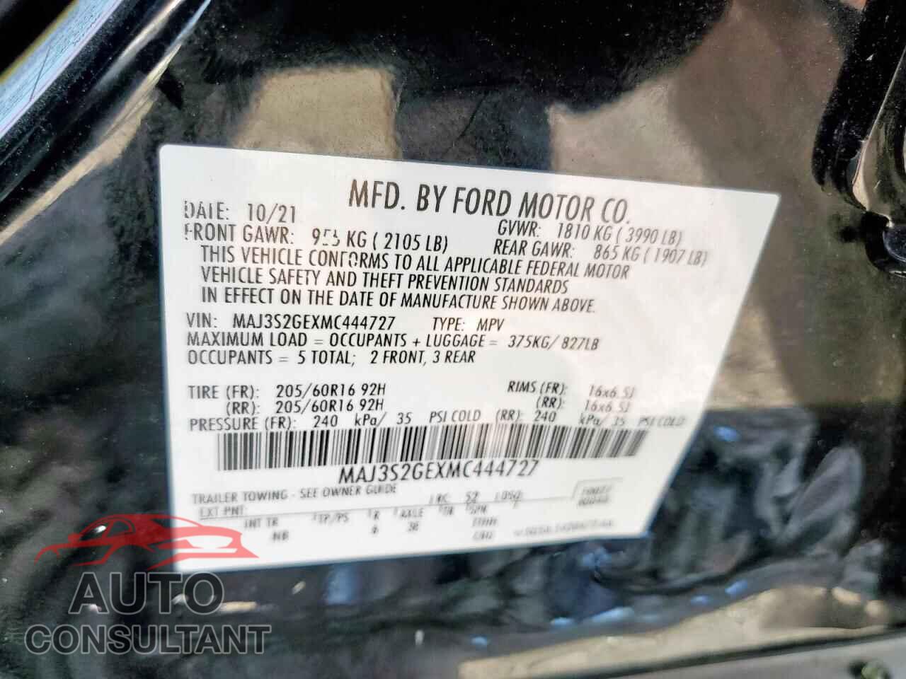 FORD ECOSPORT 2021 - MAJ3S2GEXMC444727