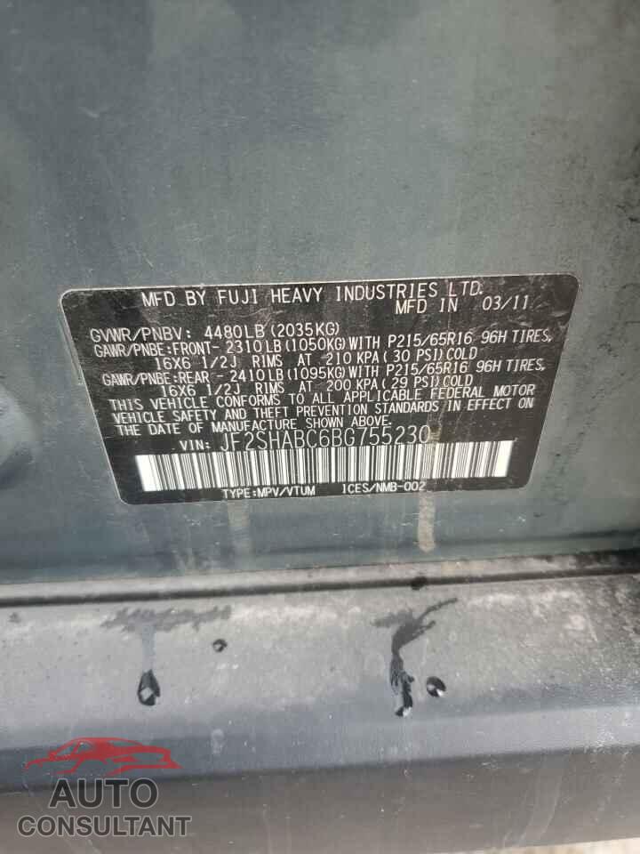 SUBARU FORESTER 2011 - JF2SHABC6BG755230