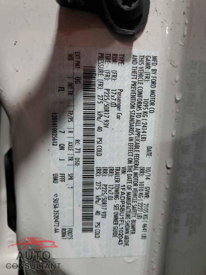 FORD CMAX 2015 - 1FADP5BU1FL102043