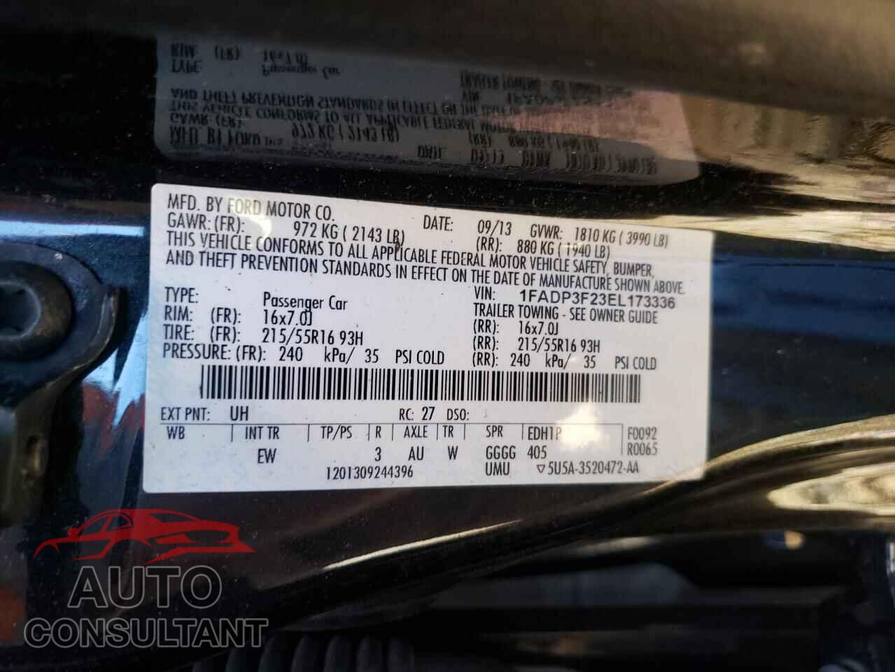FORD FOCUS 2014 - 1FADP3F23EL173336