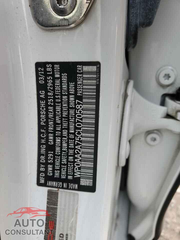 PORSCHE PANAMERA 2012 - WP0AA2A75CL070587