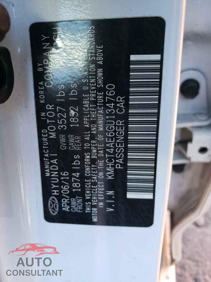 HYUNDAI ACCENT 2016 - KMHCT4AE6GU134760