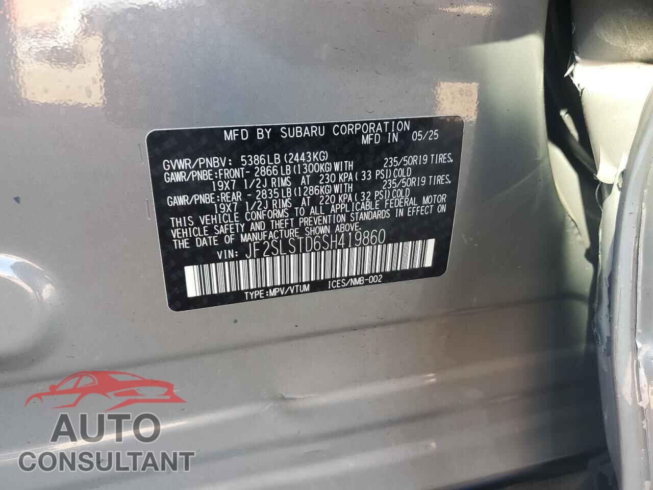 SUBARU FORESTER 2025 - JF2SLSTD6SH419860