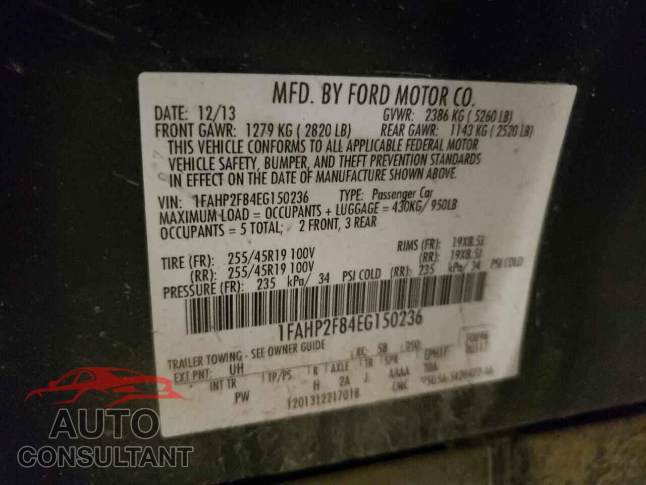 FORD TAURUS 2014 - 1FAHP2F84EG150236