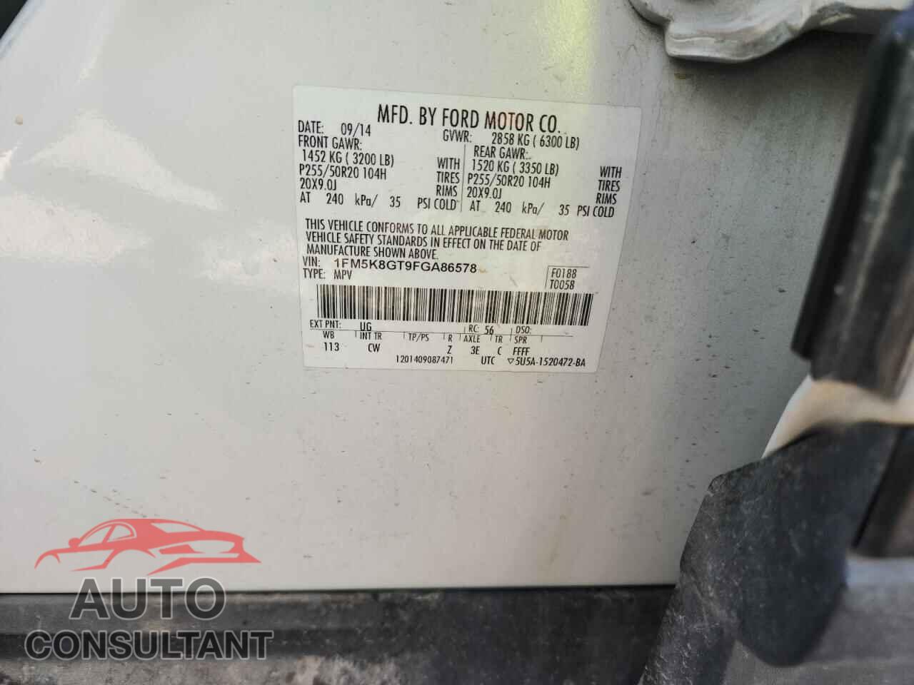 FORD EXPLORER 2015 - 1FM5K8GT9FGA86578