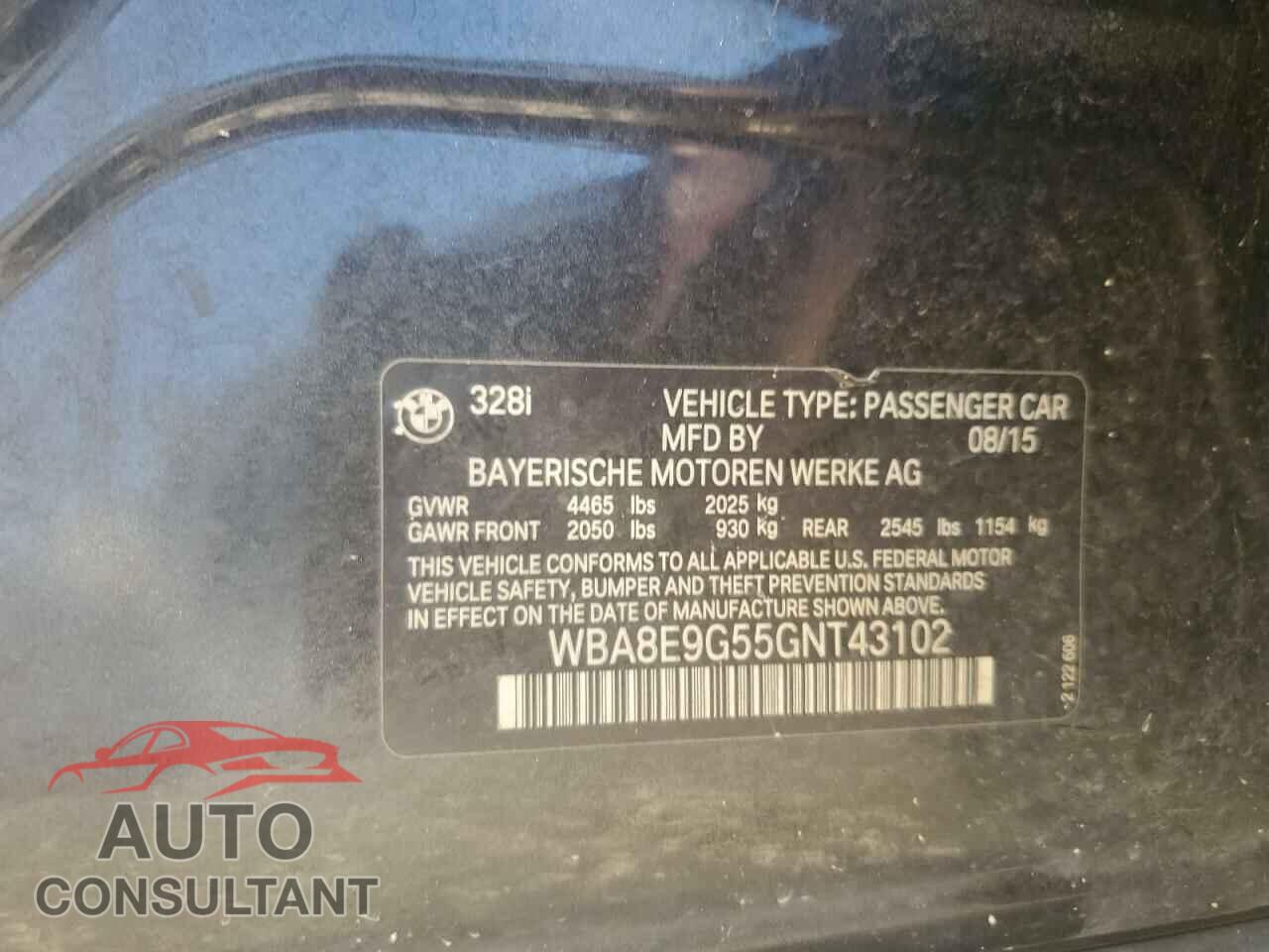 BMW 3 SERIES 2016 - WBA8E9G55GNT43102