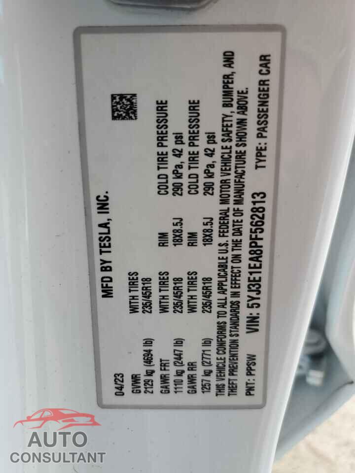 TESLA MODEL 3 2023 - 5YJ3E1EA8PF562813