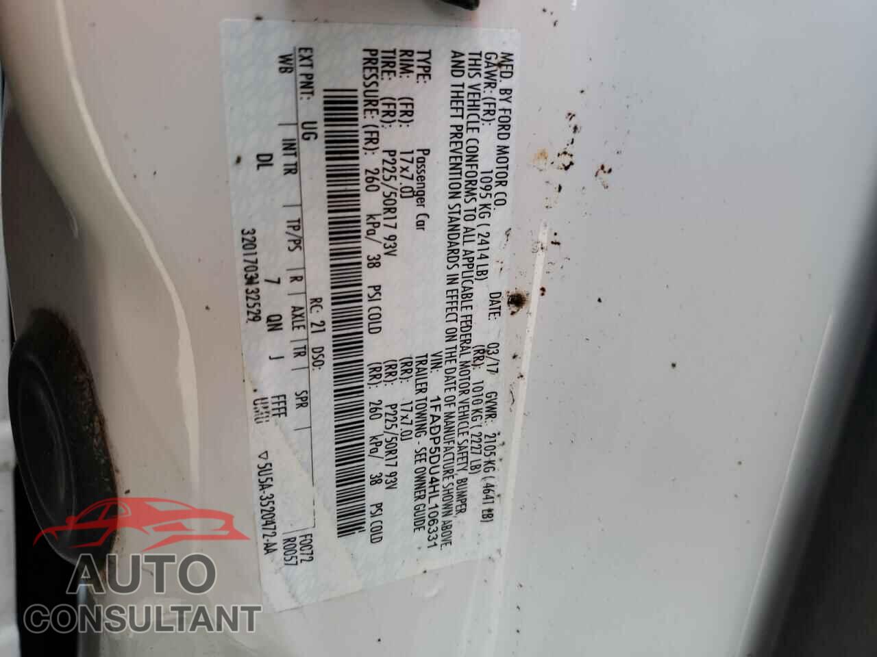 FORD CMAX 2017 - 1FADP5DU4HL106331