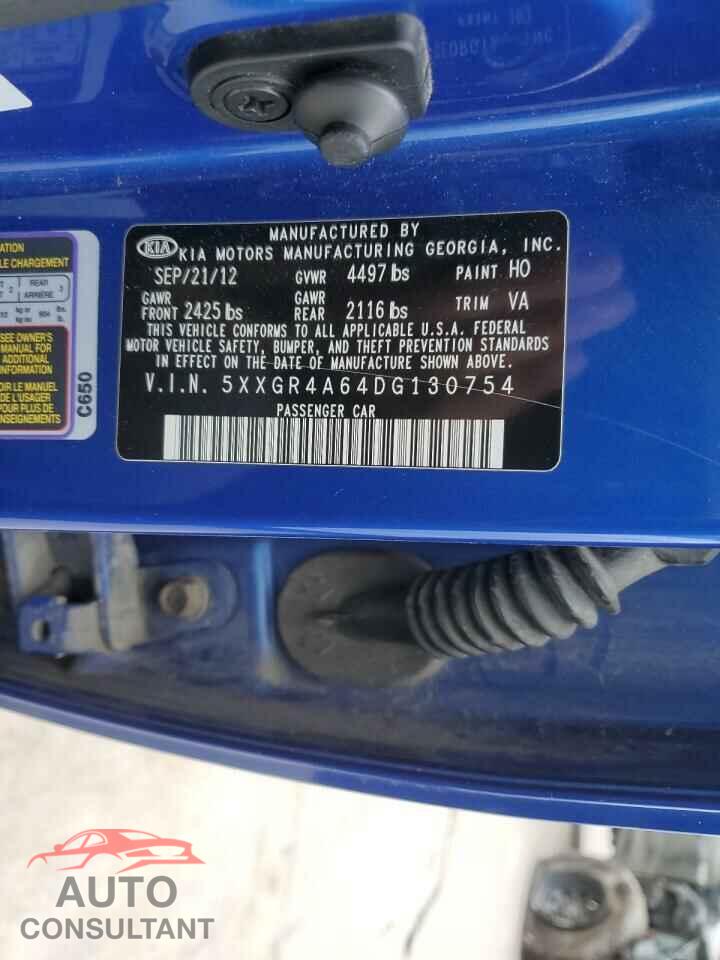 KIA OPTIMA 2013 - 5XXGR4A64DG130754